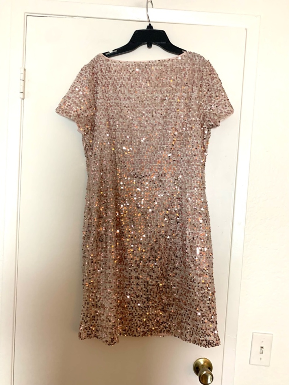 New Vince Camuto Sequin Shift Mini Dress Rose Gold - Picture 4 of 11